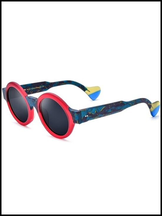 Matte Acetate Vintage Retro Round Polarized Sunglasses for Women main image 4